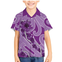 Hawaii Violet Hibiscus Pikake Lei Family Matching Mermaid Dress and Hawaiian Shirt - Polynesian Pride