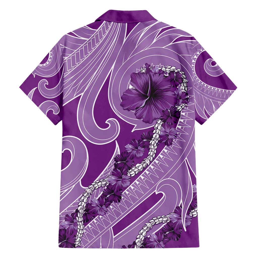 Hawaii Violet Hibiscus Pikake Lei Family Matching Puletasi and Hawaiian Shirt - Polynesian Pride