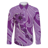 Hawaii Violet Hibiscus Pikake Lei Family Matching Puletasi and Hawaiian Shirt - Polynesian Pride