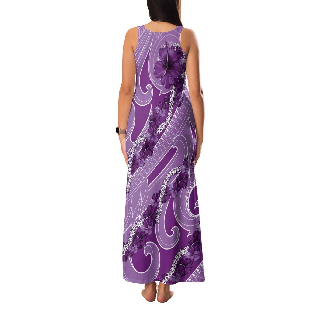 Hawaii Violet Hibiscus Pikake Lei Family Matching Tank Maxi Dress and Hawaiian Shirt - Polynesian Pride