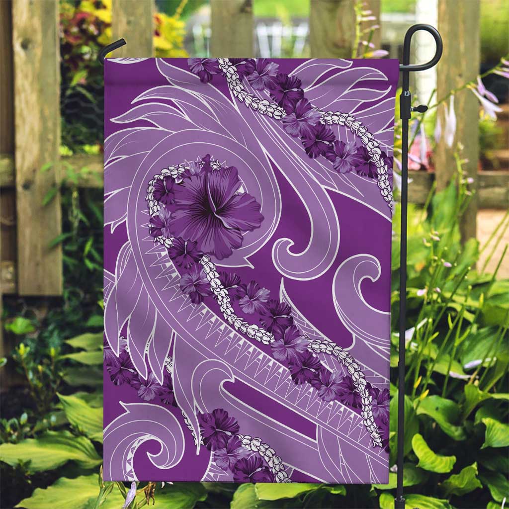 Hawaii Violet Hibiscus Pikake Lei Garden Flag - Polynesian Pride