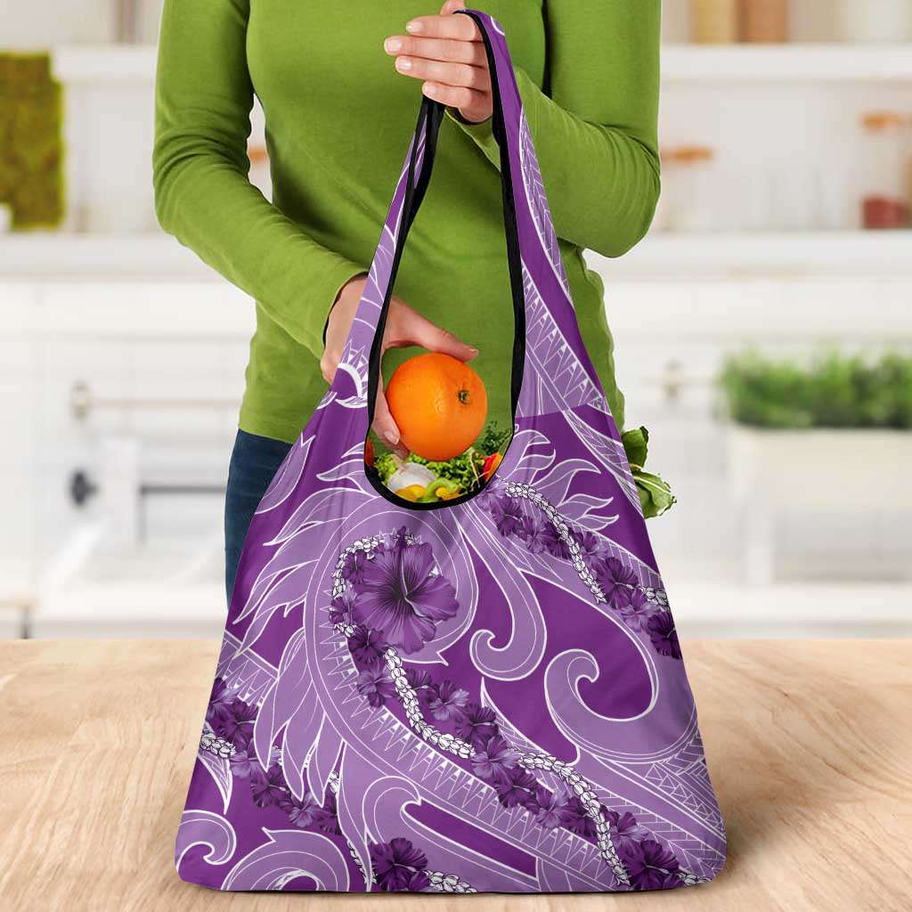 Hawaii Violet Hibiscus Pikake Lei Grocery Bag - Polynesian Pride