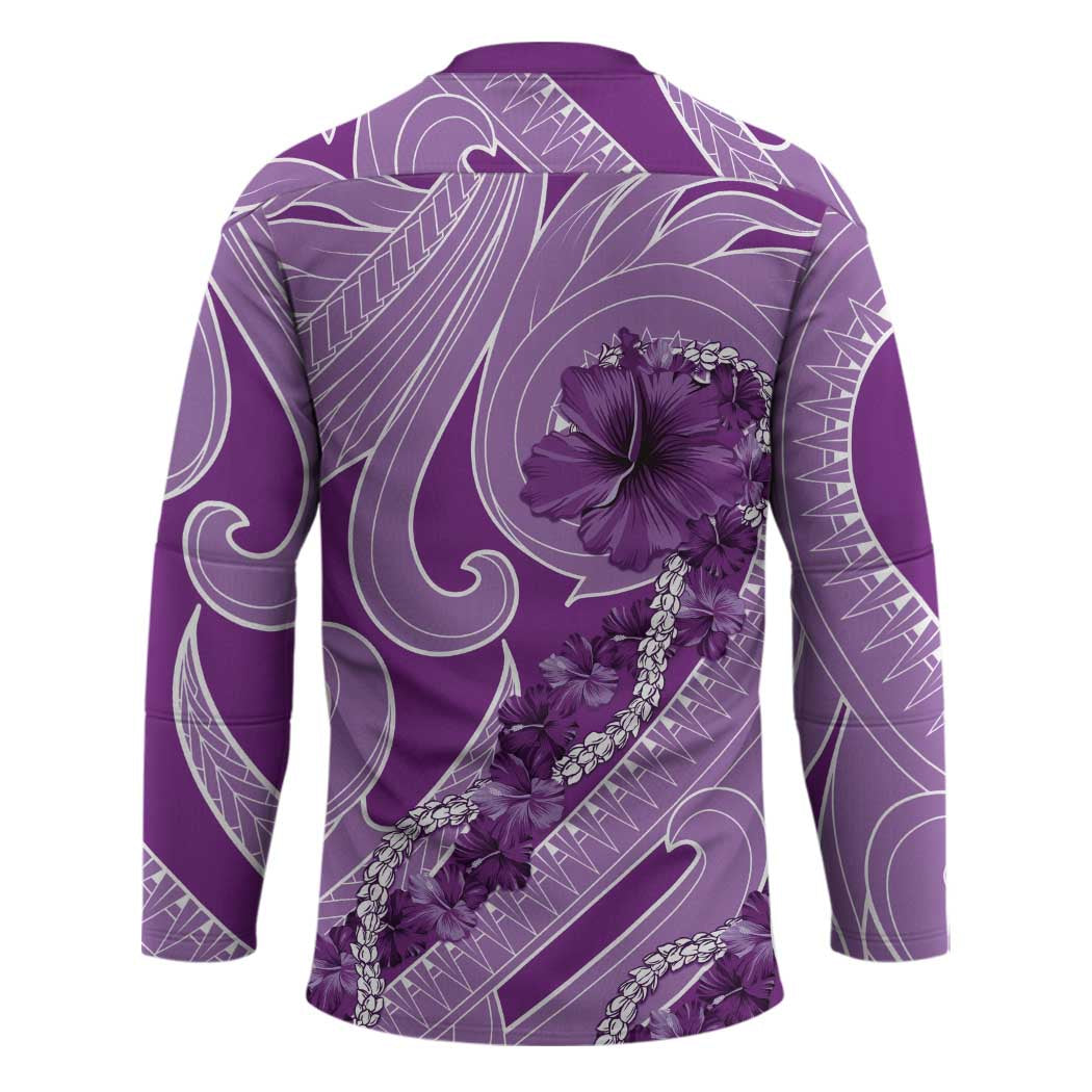 Hawaii Violet Hibiscus Pikake Lei Hockey Jersey - Polynesian Pride