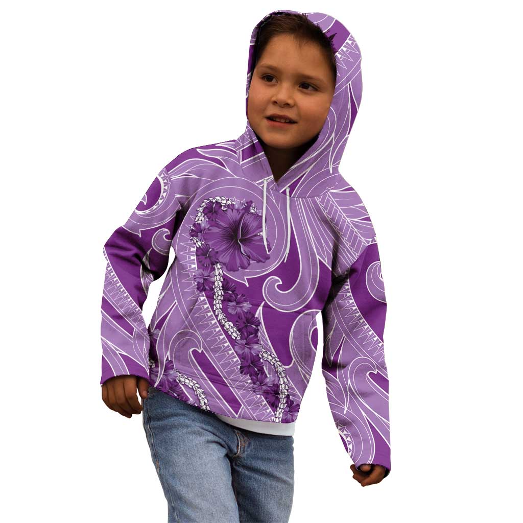 Hawaii Violet Hibiscus Pikake Lei Kid Hoodie - Polynesian Pride