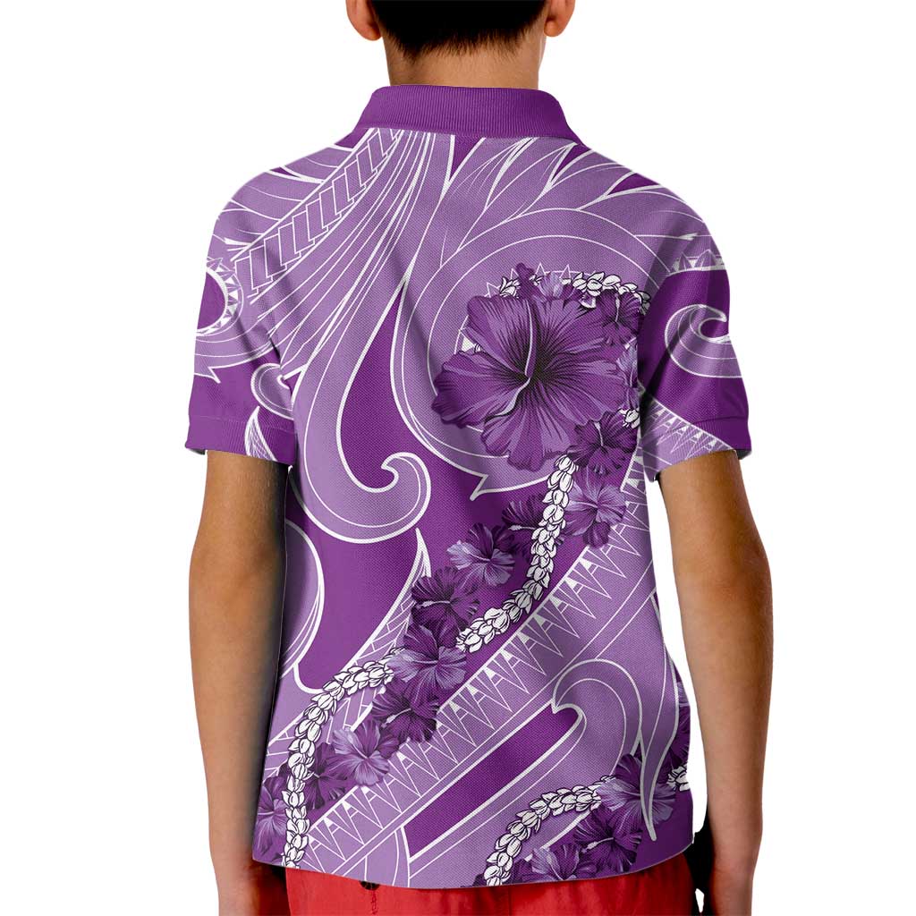 Hawaii Violet Hibiscus Pikake Lei Kid Polo Shirt - Polynesian Pride