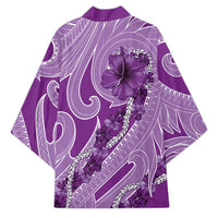 Hawaii Violet Hibiscus Pikake Lei Kimono - Polynesian Pride