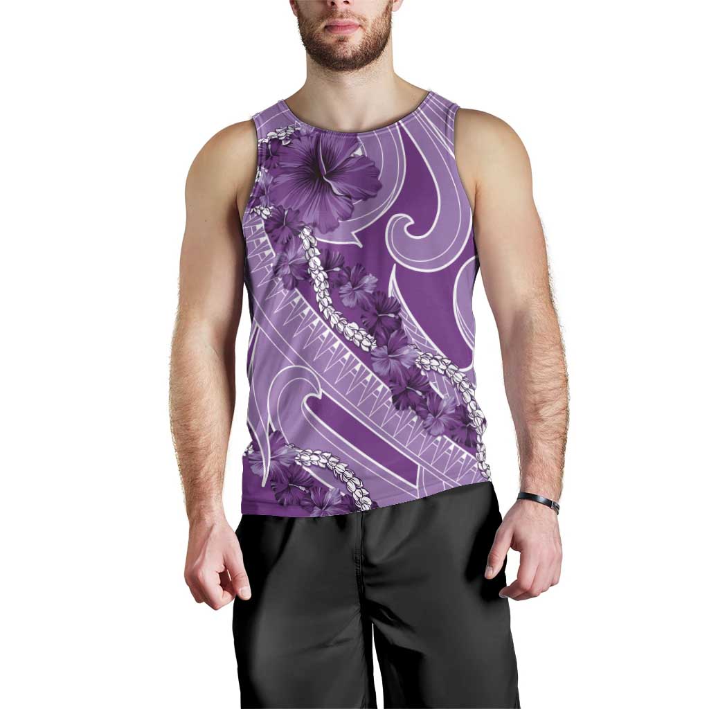 Hawaii Violet Hibiscus Pikake Lei Men Tank Top - Polynesian Pride