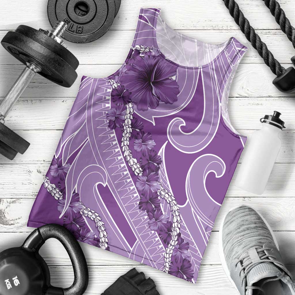 Hawaii Violet Hibiscus Pikake Lei Men Tank Top - Polynesian Pride