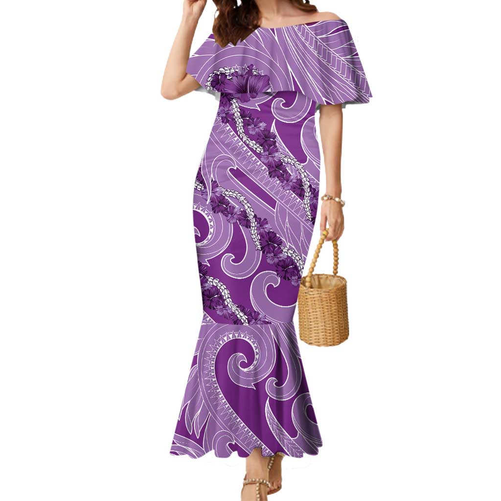 Hawaii Violet Hibiscus Pikake Lei Mermaid Dress - Polynesian Pride