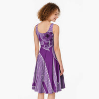 Hawaii Violet Hibiscus Pikake Lei Midi Dress - Polynesian Pride