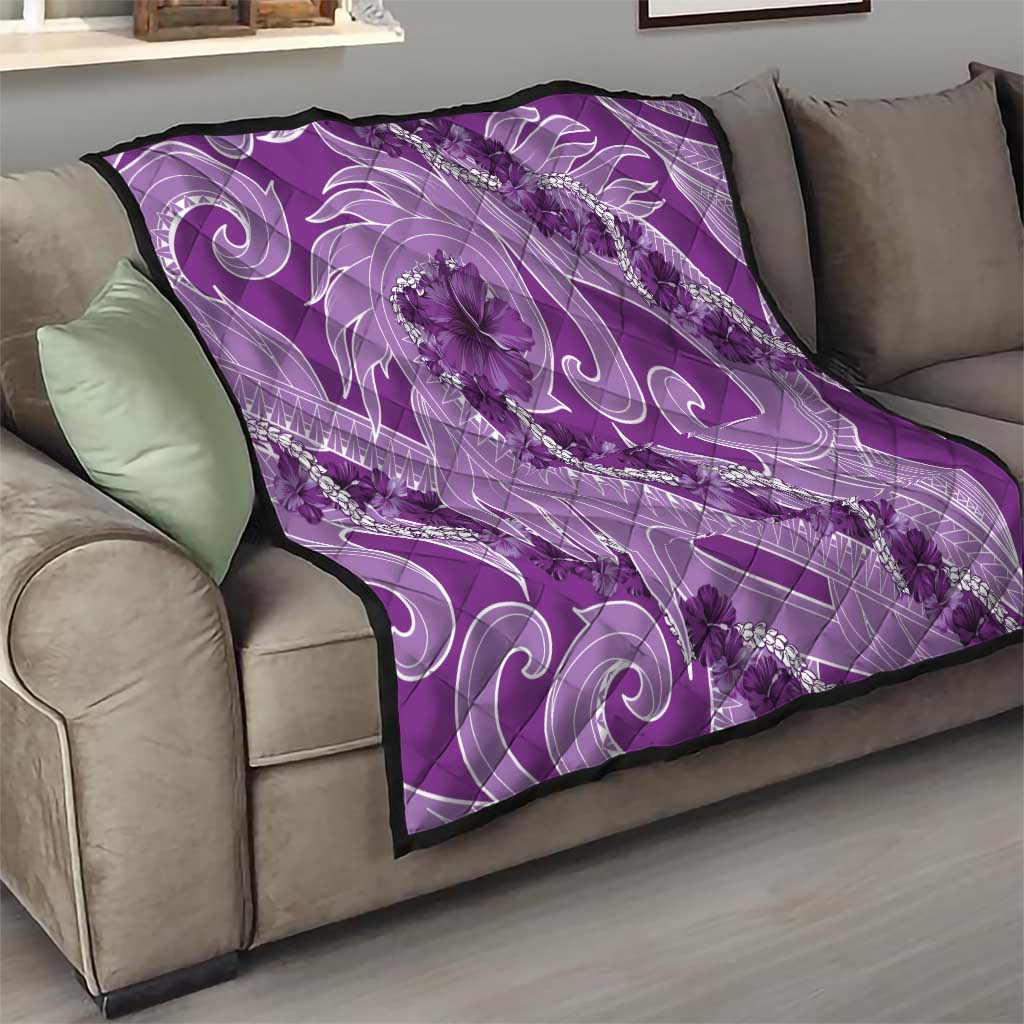 Hawaii Violet Hibiscus Pikake Lei Quilt - Polynesian Pride