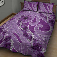 Hawaii Violet Hibiscus Pikake Lei Quilt Bed Set - Polynesian Pride