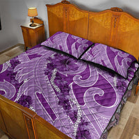 Hawaii Violet Hibiscus Pikake Lei Quilt Bed Set - Polynesian Pride