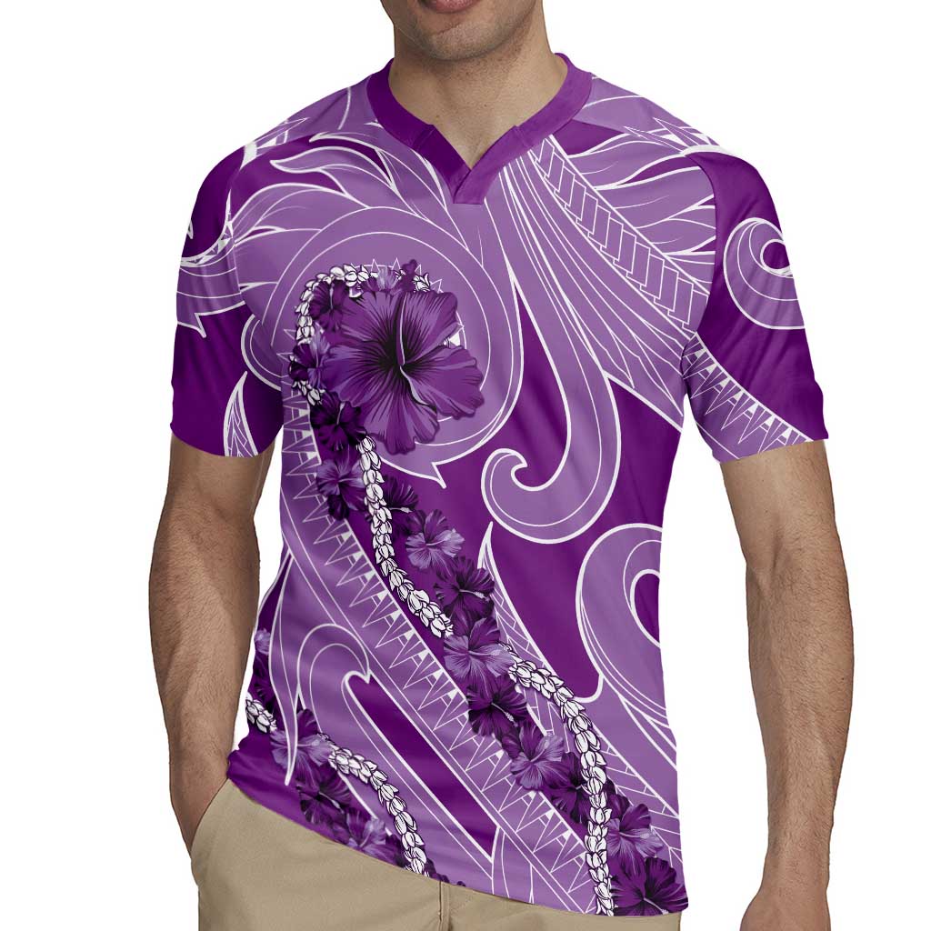 Hawaii Violet Hibiscus Pikake Lei Rugby Jersey - Polynesian Pride