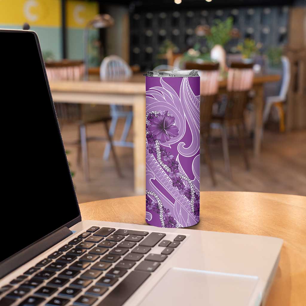 Hawaii Violet Hibiscus Pikake Lei Skinny Tumbler - Polynesian Pride