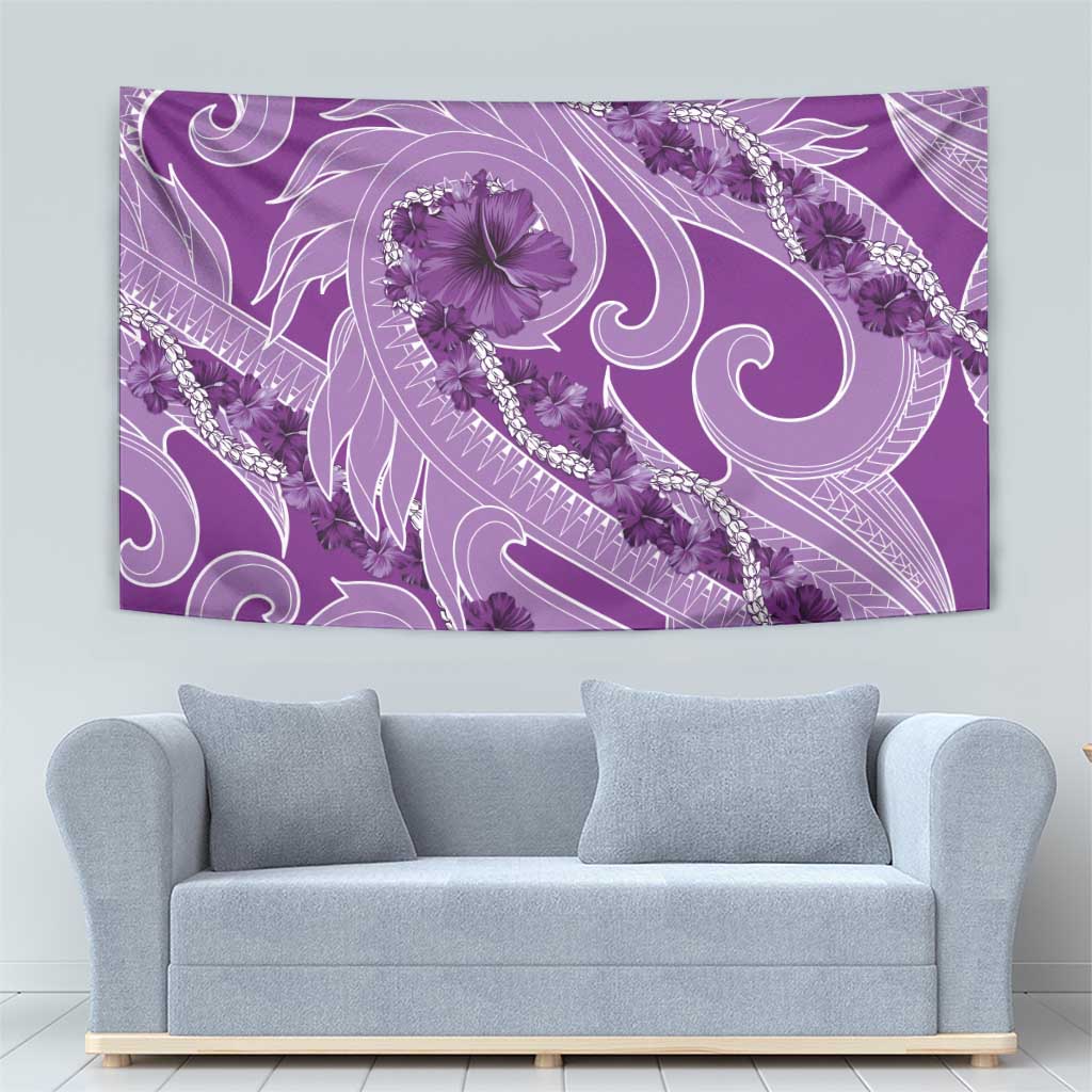 Hawaii Violet Hibiscus Pikake Lei Tapestry - Polynesian Pride