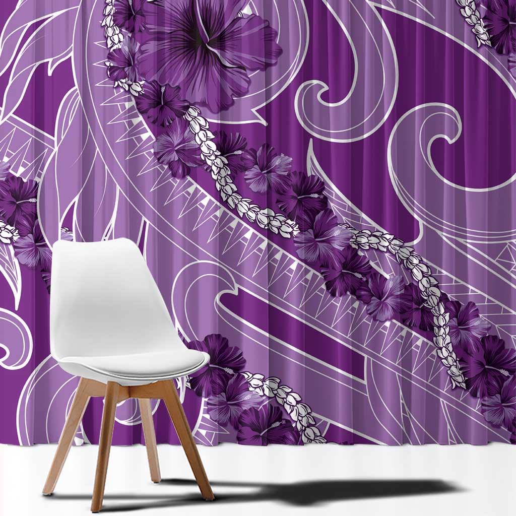 Hawaii Violet Hibiscus Pikake Lei Window Curtain - Polynesian Pride