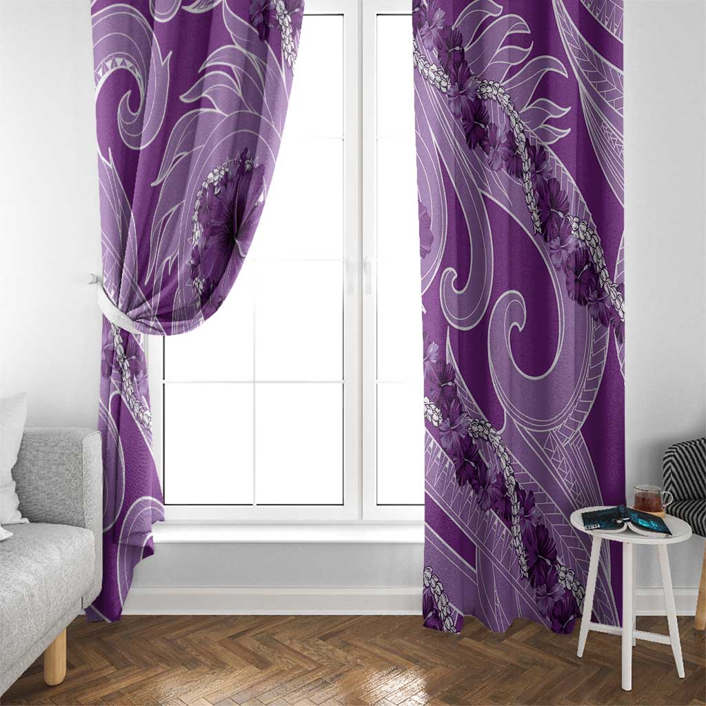 Hawaii Violet Hibiscus Pikake Lei Window Curtain - Polynesian Pride