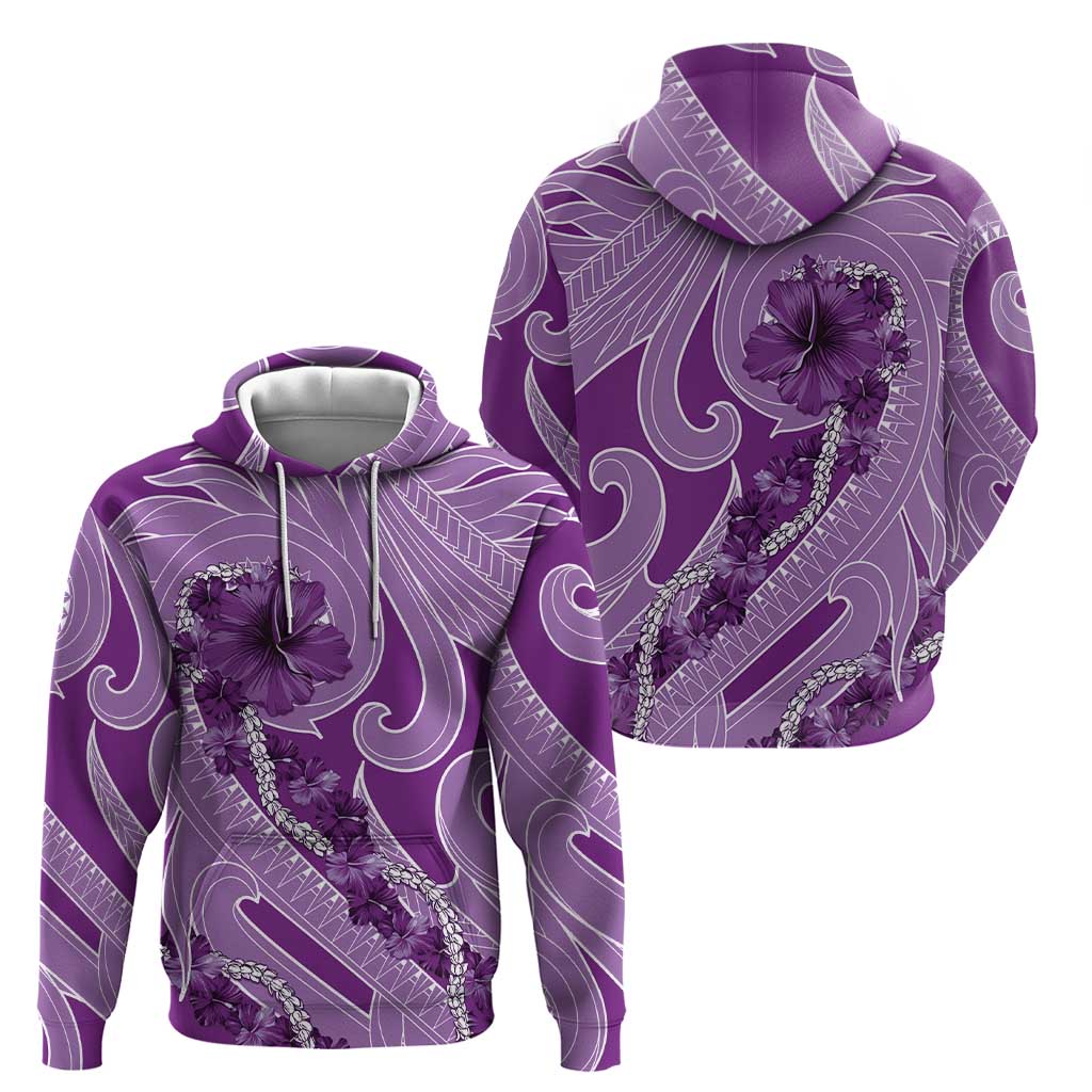 Hawaii Violet Hibiscus Pikake Lei Zip Hoodie - Polynesian Pride