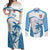 Fiji Rugby Couples Matching Off Shoulder Maxi Dress and Long Sleeve Button Shirts World Cup 2023 Fijian Tapa Pattern Blue Version LT05 Blue - Polynesian Pride