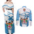 Fiji Rugby Couples Matching Off Shoulder Maxi Dress and Long Sleeve Button Shirts World Cup 2023 Fijian Tapa Pattern Blue Version LT05 - Polynesian Pride