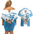 Fiji Rugby Couples Matching Off Shoulder Short Dress and Hawaiian Shirt World Cup 2023 Fijian Tapa Pattern Blue Version LT05 - Polynesian Pride