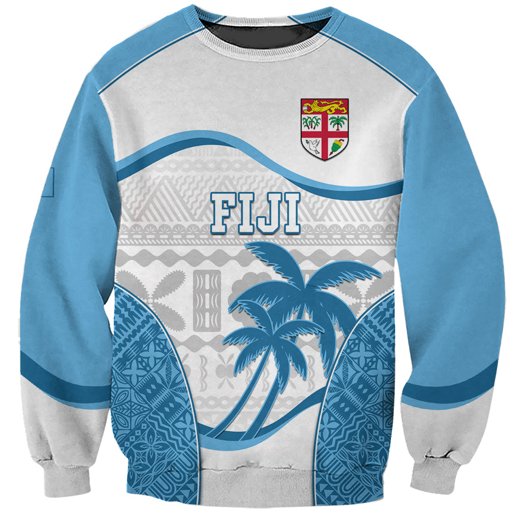 Fiji Rugby Sweatshirt World Cup 2023 Fijian Tapa Pattern Blue Version LT05 Unisex Blue - Polynesian Pride