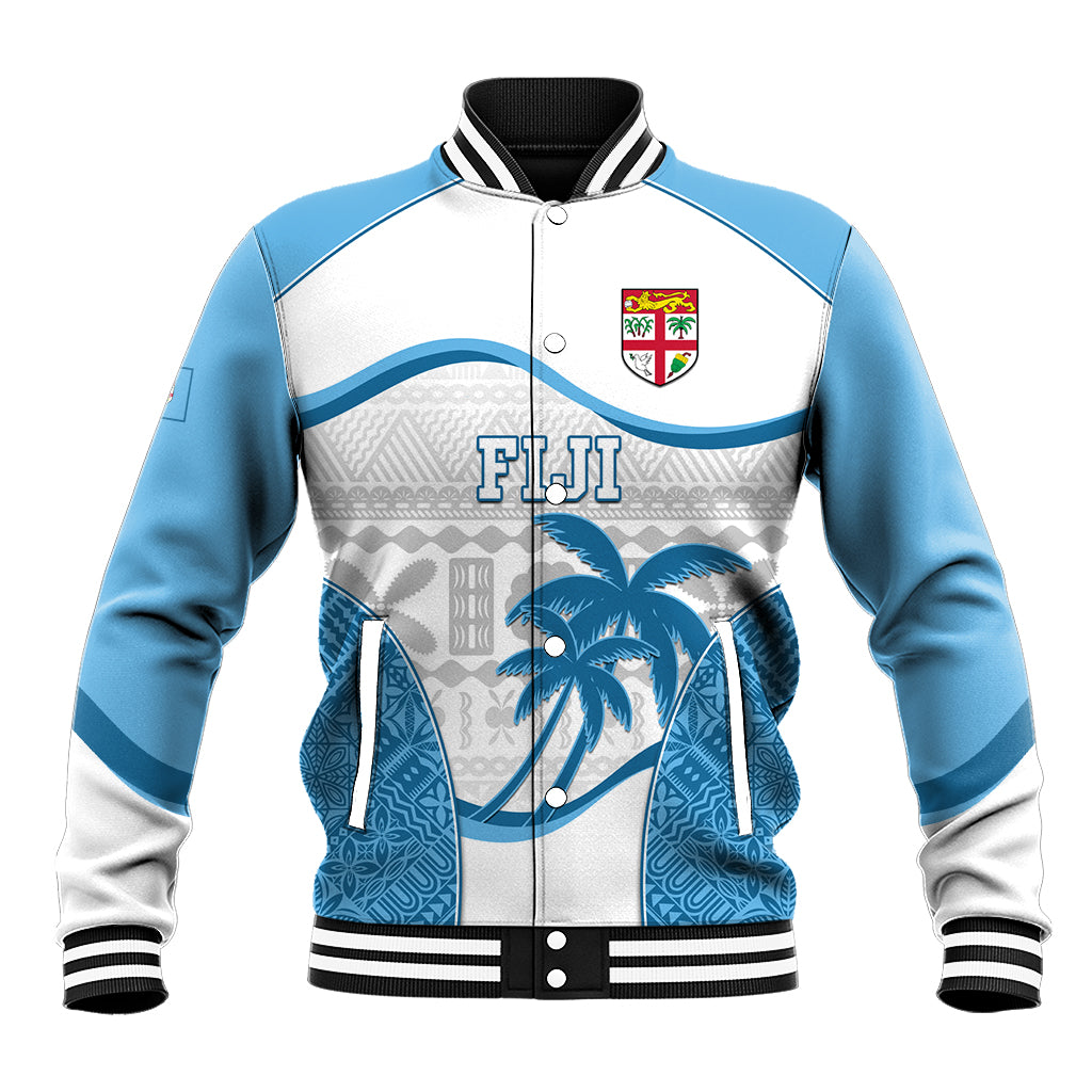 Custom Fiji Rugby Baseball Jacket World Cup 2023 Fijian Tapa Pattern Blue Version LT05 Unisex Blue - Polynesian Pride
