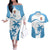 Custom Fiji Rugby Couples Matching Off The Shoulder Long Sleeve Dress and Hawaiian Shirt World Cup 2023 Fijian Tapa Pattern Blue Version LT05 Blue - Polynesian Pride