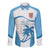 Custom Fiji Rugby Long Sleeve Button Shirt World Cup 2023 Fijian Tapa Pattern Blue Version LT05 Unisex Blue - Polynesian Pride