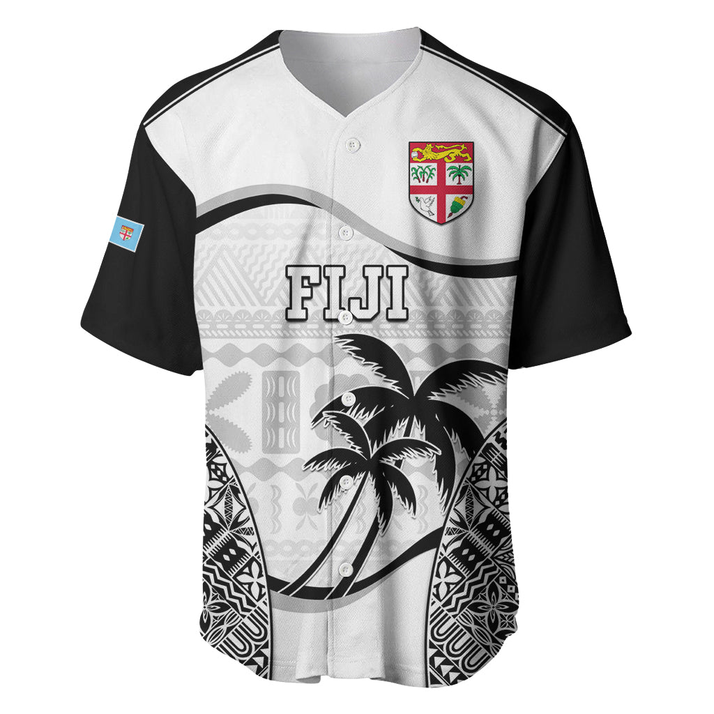 Fiji Rugby Baseball Jersey World Cup 2023 Fijian Tapa Pattern Black Version LT05 Black - Polynesian Pride