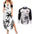 Fiji Rugby Couples Matching Summer Maxi Dress and Long Sleeve Button Shirts World Cup 2023 Fijian Tapa Pattern Black Version LT05 Black - Polynesian Pride