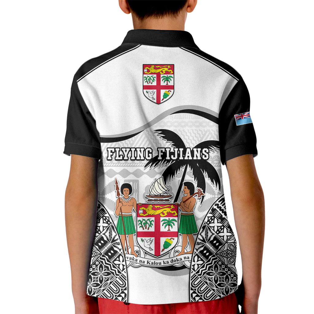 Fiji Rugby Kid Polo Shirt World Cup 2023 Fijian Tapa Pattern Black Version LT05 - Polynesian Pride