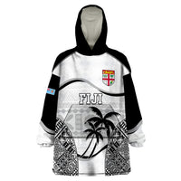 Fiji Rugby Wearable Blanket Hoodie World Cup 2023 Fijian Tapa Pattern Black Version LT05 One Size Black - Polynesian Pride