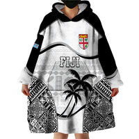 Fiji Rugby Wearable Blanket Hoodie World Cup 2023 Fijian Tapa Pattern Black Version LT05 - Polynesian Pride