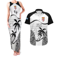 Custom Fiji Rugby Couples Matching Tank Maxi Dress and Hawaiian Shirt World Cup 2023 Fijian Tapa Pattern Black Version LT05 Black - Polynesian Pride
