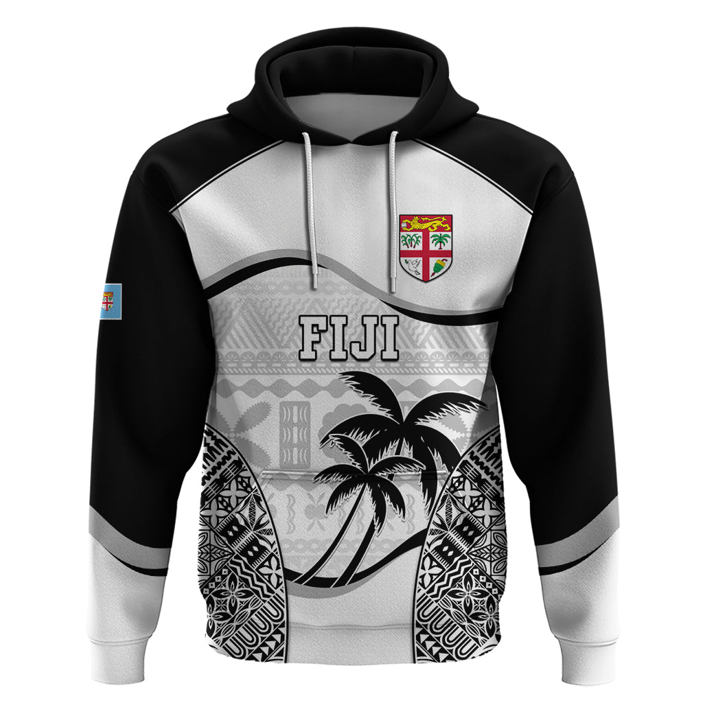 Custom Fiji Rugby Hoodie World Cup 2023 Fijian Tapa Pattern Black Version LT05 Pullover Hoodie Black - Polynesian Pride