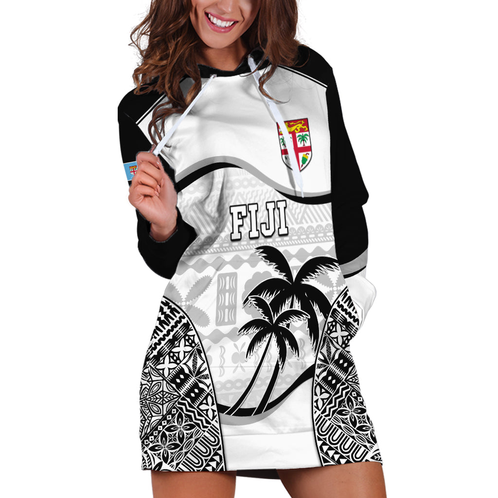 Custom Fiji Rugby Hoodie Dress World Cup 2023 Fijian Tapa Pattern Black Version LT05 Black - Polynesian Pride