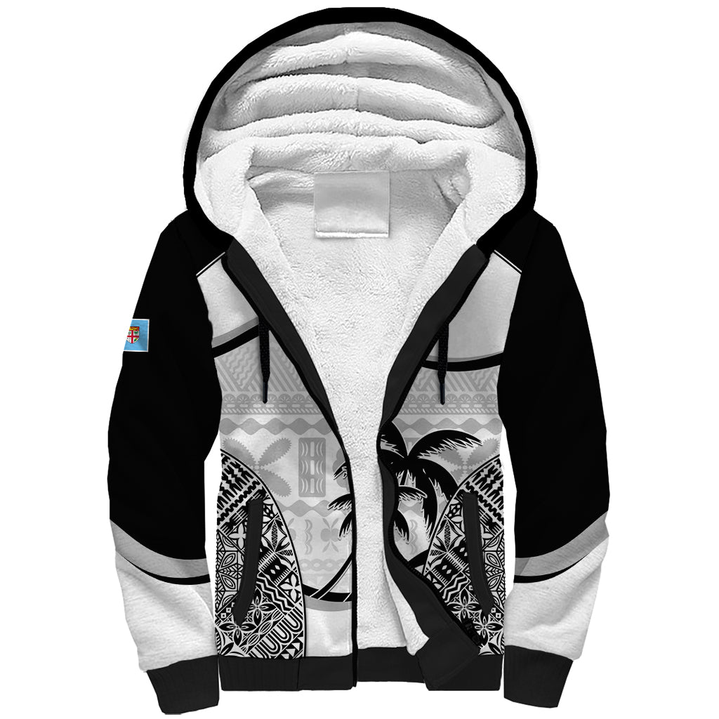 Custom Fiji Rugby Sherpa Hoodie World Cup 2023 Fijian Tapa Pattern Black Version LT05 Unisex Black - Polynesian Pride