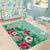 Hawaii Tropical Flowers Area Rug Polynesian Tattoo Mint Green