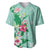 Hawaii Tropical Flowers Baseball Jersey Polynesian Tattoo Mint Green