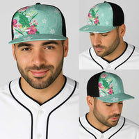 Hawaii Tropical Flowers Baseball Net Cap Polynesian Tattoo Mint Green LT05 - Polynesian Pride