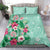 Hawaii Tropical Flowers Bedding Set Polynesian Tattoo Mint Green