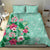 Hawaii Tropical Flowers Bedding Set Polynesian Tattoo Mint Green