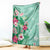 Hawaii Tropical Flowers Blanket Polynesian Tattoo Mint Green