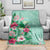 Hawaii Tropical Flowers Blanket Polynesian Tattoo Mint Green