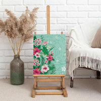 Hawaii Tropical Flowers Canvas Wall Art Polynesian Tattoo Mint Green LT05 - Polynesian Pride
