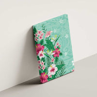Hawaii Tropical Flowers Canvas Wall Art Polynesian Tattoo Mint Green LT05 - Polynesian Pride