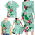 Hawaii Tropical Flowers Family Matching Long Sleeve Bodycon Dress and Hawaiian Shirt Polynesian Tattoo Mint Green