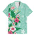 Hawaii Tropical Flowers Family Matching Long Sleeve Bodycon Dress and Hawaiian Shirt Polynesian Tattoo Mint Green